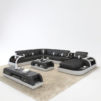 U Form Sofa Couch Polster Garnitur Wohnlandschaft Design Ecksofa Leder