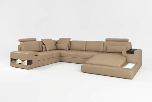 U Form Sofa Couch Polster Garnitur Wohnlandschaft Design Ecksofa Leder