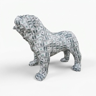US Dollar Figur Statue Hund Skulptur Deko Garten Design 74x90cm Neu