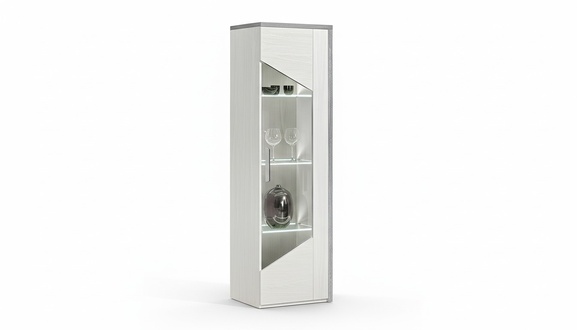 Vitrine 1 Tür Weiß Holz Schrank Vitrinen Wohnzimmer Schau Schränke Design Neu