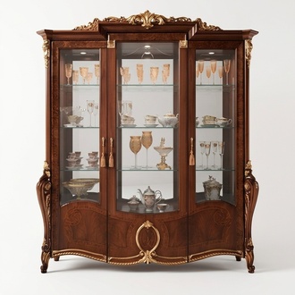 Vitrine 3 Tür Schrank Vitrinen Wohnzimmer Schränke Design Schrank Möbel Glas Neu