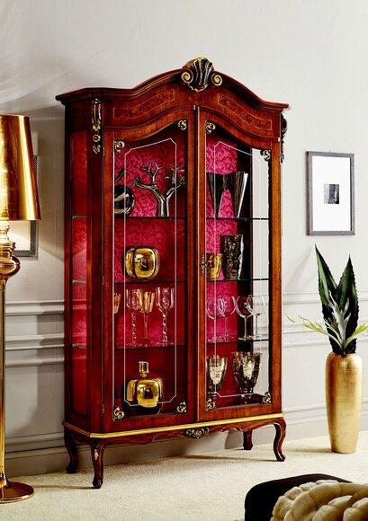 Vitrine Holz Schrank Glas Schränke Italienische Stol Möbel Anrichte Regal Barock