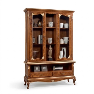Vitrine Glas Schrank Schränke Vitrinen Holz Anrichte Italienische Möbel Braun