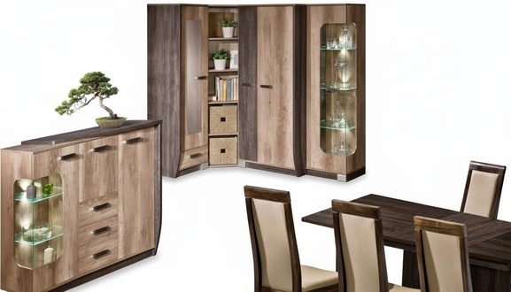 Vitrine Hochschrank Glas Schrank Vitrinen Regal Holz Wohnzimmer Möbel