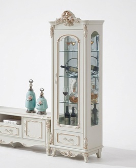 Vitrine Holz Single Vitrinen Glasschrank Schränke Möbel Art déco Weiß