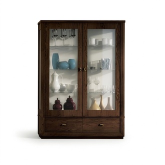 Vitrine Luxus Schaufenster Vitrinen Glas Schrank Modern Holz Grau Regal