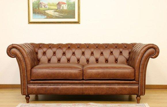 Design Club Lounge Chesterfield Sofagarnitur 2-Sitzer Leder Couch