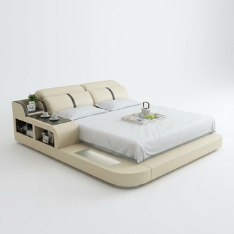 Wasserbett Hotel Doppelbett Betten Komplett Lederbett Wasser + USB Polsterbett
