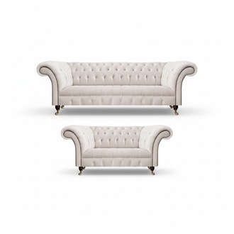 Weiß 2x Sofas Komplett Polstermöbel Luxus Sofa Dreisitze mit Zweisitzer Couch