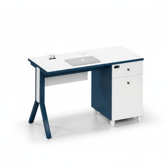 Weiß-Blauer Schreibtisch Designer Schubladentisch Luxuriöser Holz Tisch