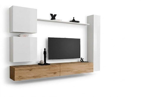 Weiß Komplett Set Wohnzimmermöbel Wohnwand Regal Luxus Wandschrank Neu