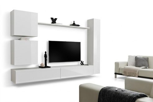 Weiß Luxus Wohnwand Wohnzimmer Möbel Designer TV-Ständer Wandregal Modernes Set