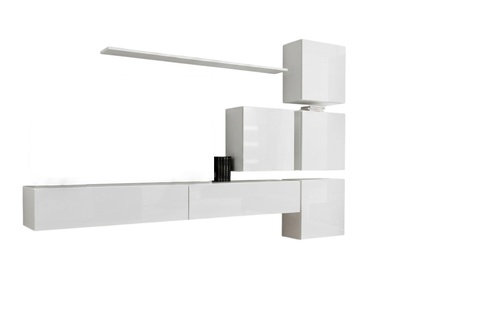 Weiß Wohnwand Komplett Set 7tlg Wand Regal Wandschrank Luxus Design Einrichtung