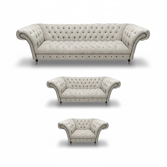 Weiße Chesterfield Garnitur Polstercouchen Designer Sofagarnitur 3tlg