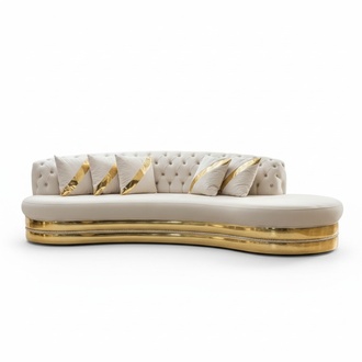 Weiße Halbrunde Chesterfield Sofas 2x 3-Sitzer Stilvolle Couch