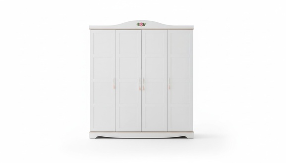 Weißer 4-Türiger Kleiderschrank Designer Holz Schrank Kinderzimmer Möbel