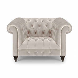 Weißer Chesterfield Polstersessel Designer Stoffsessel Textil SItzmöbel