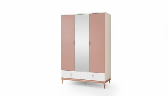 Weißer Kinderzimmer Kleiderschrank Designer 3-Türiger Holz Schrank
