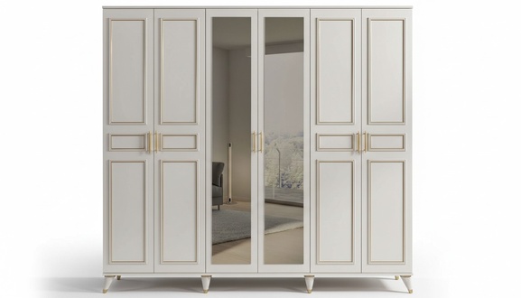 Weißer Kleiderschrank Glasschrank Schlafzimmer Designer Holz Möbel Neu