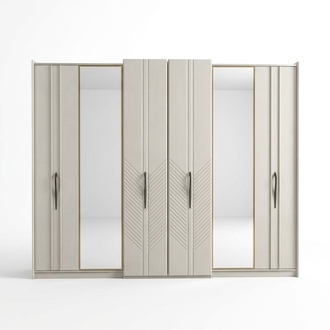 Weißer Moderner Kleiderschrank Schlafzimmer 4-türiger Holz Schrank Neu