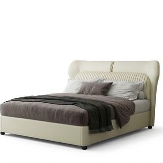Weißes Edelstahlbett Moderne Schlafzimmer Betten Luxus Holzgestell Neu