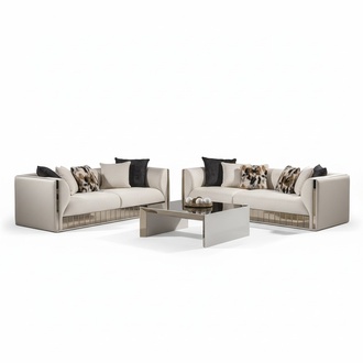 Weißes Holz 3-Sitzer-Sofa modernes Design elegante Optik
