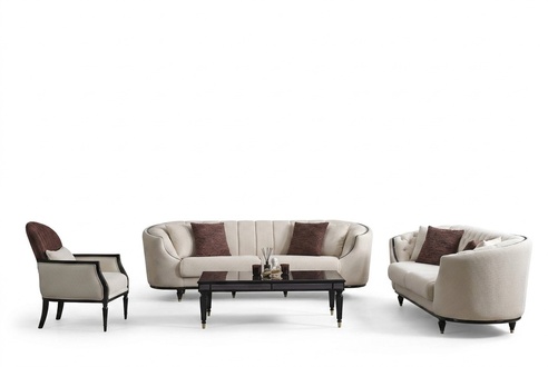 Weißes Wohnzimmer Set Sofagarnitur 3+3+1 Couchtisch Beistelltisch 5tlg