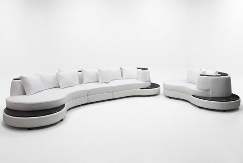 Wohn Design Couch Rund Ecksofa Polster Runde Sitzgarnitur Zimmer Landschaft USB