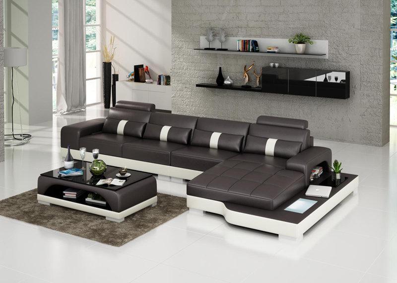 Ledersofa Couch Wohnlandschaft Ecksofa Eck Garnitur Design Modern Sofa G8015C