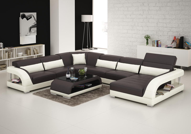 Ledersofa Couch Wohnlandschaft Ecksofa Eck Garnitur Design Modern