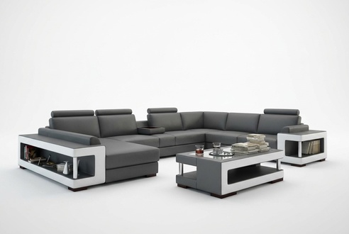 Wohnlandschaft Luxus Trend Kollektion Couch Ledersofa Sofa U Form Sitz