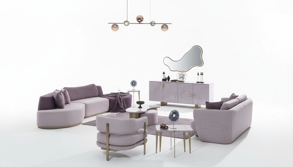 Wohnlandschaft Sofagarnitur Große Rosa Stoffsofas Modern Set 5tlg Sofa