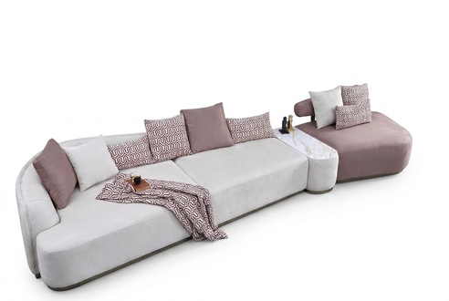 Wohnlandschaft Stoffsofa Rosa Großes Sofa Polstersofa Modern Sofas