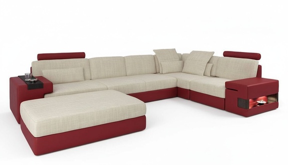 Wohnlandschaft U Form Eck Sofa Couch Polster Ecke Leder Sofa Couchen Möbel Neu