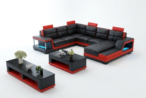 Wohnlandschaft U Form Ecksofa Couchtisch Sideboard Design Big Sofa Neu