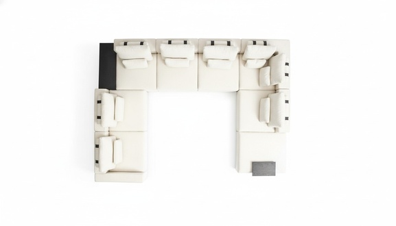 Wohnlandschaft U-Form Sofa Weiß Polstermöbel Textil Sofa Holzgestell