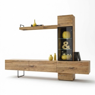 Wohnwand Designer Wohnzimmer Set Lowboard Wandregal TV-Ständer Neu Möbel