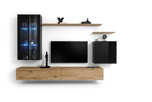 Wohnwand Hänge Vitrine Wandschrank Designer TV-Ständer Einrichtung Regale Modern