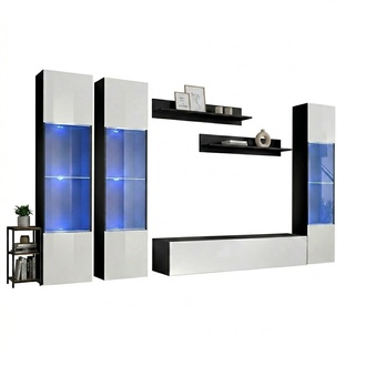 Wohnwand Luxus Komplette Set 6 tlg Hänge Vitrine Modern TV-Ständer