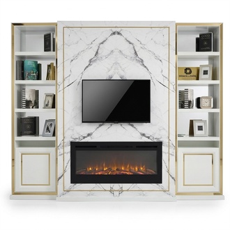 Wohnwand RTV Lowboard TV Ständer Weiß Luxus Gold Vittinen Holz Modern