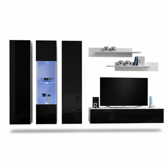 Wohnwand Set Design Wand Regal Wohnzimmer Holz Hänge Vitrine Sideboard