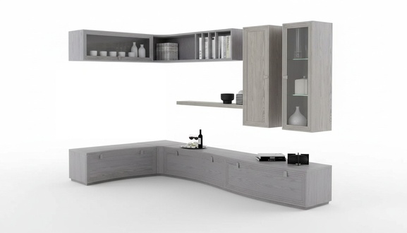 Wohnwand TV-Eckwand Wohnzimmer Set Wohnmöbel Modern Wohnzimmer