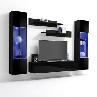 Wohnwand TV Lowboard Wand Regale Wohnzimmer Design Moderne 5tlg