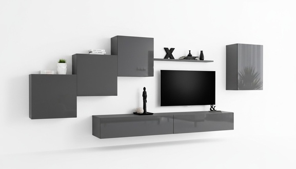 Wohnwand Wohnzimmer Set 6tlg Wandschrank Wandregal Garnitur Komplett Neu