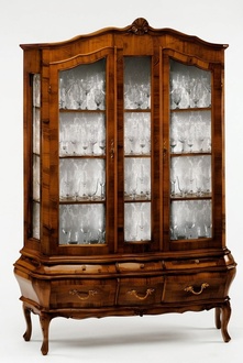 Wohnzimmer Anrichte mit 3 Schubladen und Glastüren Esszimmer Anrichte Massivholz