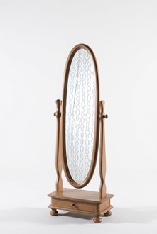 Wohnzimmer Bodenspiegel Spieglein Holzrahmen Oval Braun Standspiegel