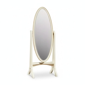 Wohnzimmer Bodenspiegel Spieglein Holzrahmen Oval weiß Standspiegel Spiegel