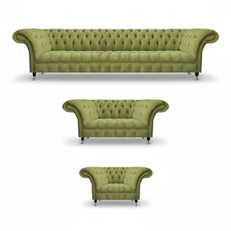 Wohnzimmer Chesterfield Sitzmöbel Grüne Couchgarnitur Polster Sofas 3tlg