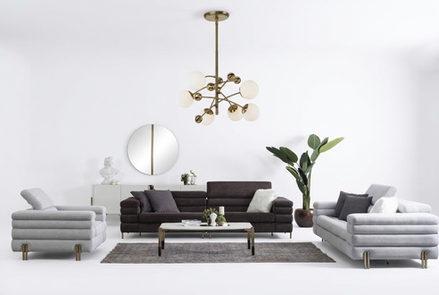 Wohnzimmer Designer Sofagarnitur 3+3+1 Sitzer Braune Couchgarnitur Set