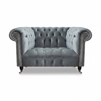 Wohnzimmer Grau Sessel Chesterfield Polster Sitz Möbel Neu Textil